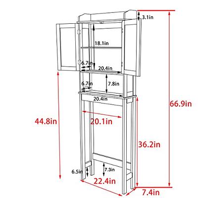 MUPATER Bathroom Over-The-Toilet Storage Cabinet Organizer with Shelves and  Doors, Small Freestanding Toilet Shelf Space Saver with Anti-Tip Design