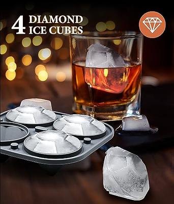 Ice Cube Tray with Lid, Silicone Ice Molds with Round, Square, Diamond,  Rose, Large Ice Cube Mold for Whiskey, Bourbon, Cocktails, Easy Release BPA