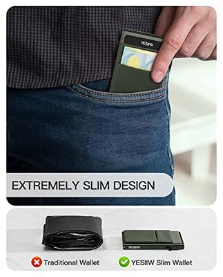 YESIIW Slim Card Holder Wallet - Minimalist Pop up Wallet for Men