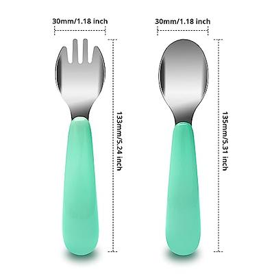 Baby Spoon & Fork Toddler Utensils Self Feeding Silicone Training