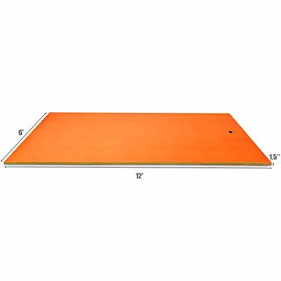 Goplus 12' x 6' Floating Water Pad, 3-Layer Tear-Resistant XPE Foam Mat,  with Mooring Device and Hook- Loop Straps Roll-Up Floating Island for 4-6