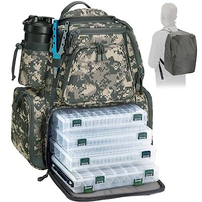 Piscifun Fishing Tackle Backpack Bagwith 4 Tackle Boxes, Waterproof Rain  Cover, Bottle Holder, Large Storage Waterproof for Fishing Gear, Camping,  Hiking Digital Camouflage - Yahoo Shopping