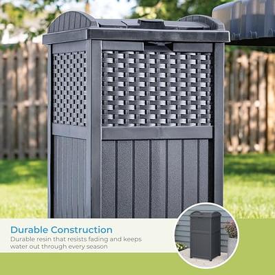 Suncast 30 Gallon Hideaway Trash Waste Bins for Outdoor, Cyberspace (4 Pack)