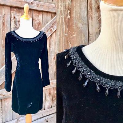 1960S Black Velvet Wriggle Dress Diamond Lace Collar Trim By R&k Originals  Size S - Yahoo Shopping