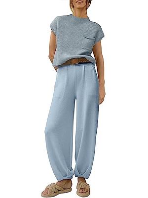 Caracilia Womens Two 2 Piece Outfits Lounge Sets 2023 Cute Casual Fall  Summer Fashion Matching Sweater Set Classy Comfy Sweatsuit Cozy Knit Shirt  Loungewear Home Clothes 953huilan-S-A Sky Blue - Yahoo Shopping