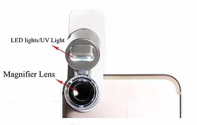 100X Zoom Clip-on Microscope with LED Light, Magnifying Lens Glass