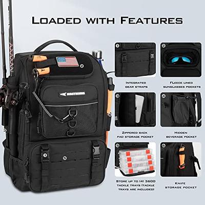 KastKing Bait Boss Fishing Tackle Backpack with Rod Holders-4 Tackle  Boxes-Rain Cover,43L Large Storage for Fishing Gear