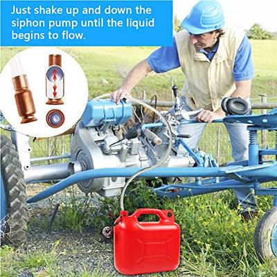 Wadoy Gas Siphon Hose Pump, Shaker Siphon for Gasoline/Fuel/Water Transfer,  Safety Self Priming Hose 1/2 Valve