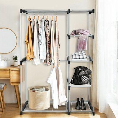 Molloy Industrial Corner Clothes Rack, L Shaped Garment Rack with Shelves and 2 Fabric Drawers, Heavy Duty Clothing Rack for Hanging Clothes Trent aus