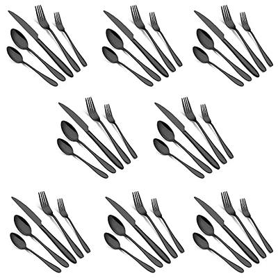 48-Piece Black Silverware Set with Steak Knives, AIVIKI Black Flatware Set  for 8, Stainless Steel Cutlery Set, Tableware Utensils Includes Spoons