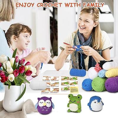 LOKUNN Crochet Kit for Beginners, 6 Pcs Crochet Potted Flowers Kit (Blue),  Complete Crochet Kit for Beginners Adults with Step-by-Step Instructions