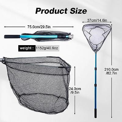 2 Section Collapsible Fishing Net Telescoping Folding Fish Landing Net For Fly Fishing Catch And Release,model:Blue