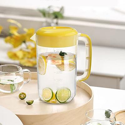 Pitcher With Lid Spout And Plastic Water Tea Handle Fridge Drink For  Lemonade Iced Cold Carafe