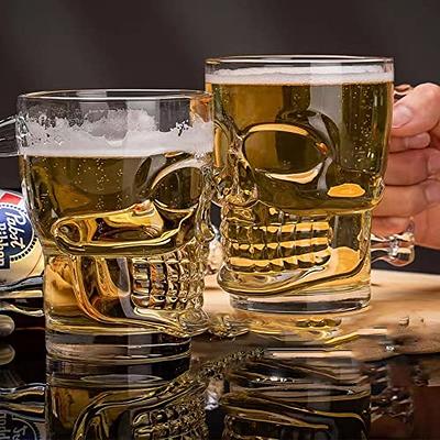 Translucent Smokey Glass Skull Beer Mugs, Halloween Drinking Glasses w –  MyGift