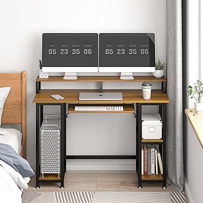 HYPIGO Computer Desk with Storage Shelves, 63.8 inch Home Office Desk with  Monitor Stand and CPU Shelf, Modern Writing Desk Table with Bookshelf