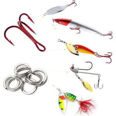 Ghanneey Fishing Red Treble Hooks Kit High Carbon Steel Hooks with Spilt  Rings Sharp Strong Hooks for Fishing Lures Baits Freshwater or Saltwater  Fishing 200Pcs - Yahoo Shopping