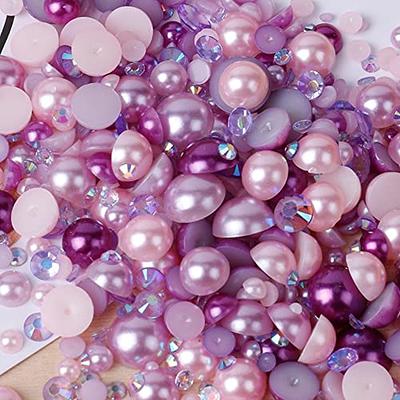 Niziky 1500pcs Flat Back Half Round Pearls, 4mm White AB Half Flatback Pearls Gems Beads for Crafts, Flat Back Half Pearls for Craft Projects