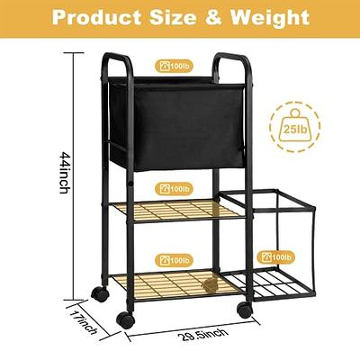 Floor Standing Yoga Mat Holder Storage Cart Gym Organizer Basket for Foam  Roller/Yoga Block/Resistance Bands, with Wheels & Handle (Color : Black