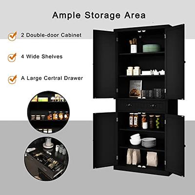 HLR 72 inches Kitchen Pantry Storage Cabinet, Pantry Cabinets with Drawer  and Adjustable Shelves, Kitchen Pantry for Bathroom, Livingroom, Dining