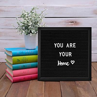 Black Felt Letter Board 10x10 Inches + 374 3/4’’ Pre-Cut White Letters. Changeable Letter Board with Stand Easel Changeable Message Board with Letters