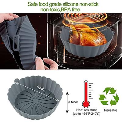 Silicone Air Fryer Liners 2 Pack with Silicone Glove - 8 inch for 4 to 7 QT  - Reusable Air Fryer Pot - Air Fryer Inserts for Oven Microwave