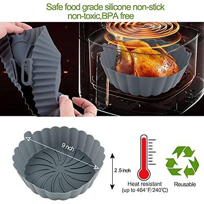 2 Packs Air Fryer Silicone Liners Pot with Gloves and Brush, 8