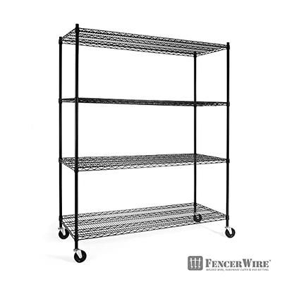 Basics 5-Shelf Medium Adjustable, Heavy Duty Storage Shelving Unit  on 4'' Wheel Casters, Metal Organizer Wire Rack, Black, 30 L x 14 W x