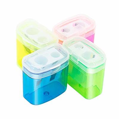 KIDMEN 12 PCS 2 Holes Small Manual Pencil Sharpener with Lid,for