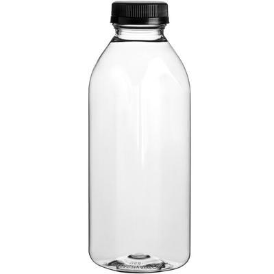 16 oz. Square PET Clear Juice Bottle with Lid