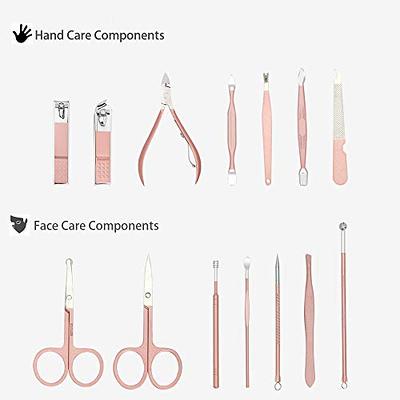 ZIZZON Travel Mini Manicure Set Nail Clipper Set 10 in 1 Stainless Steel  Pedicure Care Grooming kit with Case Pink