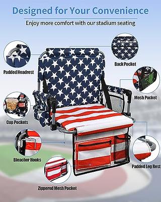 AOOXIMI Stadium Seats for Bleachers with Back Support, Bleacher Seats with  Backs and Cushion Wide, Stadium Chairs with Cup Holders, Mesh Bags and Hide