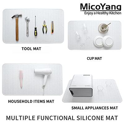 MicoYang Silicone Dish Drying Mat for Multiple Usage,Easy  clean,Eco-friendly,Heat-resistant Silicone Mat for Kitchen Counter or  Sink,Refrigerator or