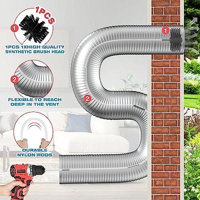 Vacuum Attachment for Dryer Vent, Crevice Cleaning Tool for Clothes Dryer  with Lint Trap Brush and Flexible Hose. Duct Cleaner Kit. Designed by Dryer