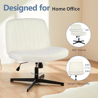 PUKAMI Criss Cross Chair,Armless Office Desk Chair No Wheels,Fabric Padded  Modern Swivel Vanity Chair,Height Adjustable Wide Seat Computer Task Chair