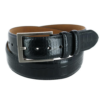 Greg Norman Crocodile Print Reversible Leather Belt - Tan / Black