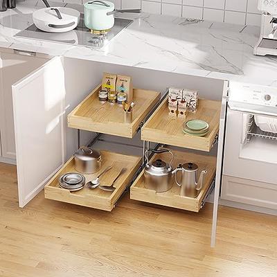 OCG Pull Out Cabinet Organizer 20 W x 21 D, Slide Out Wood Drawer Shelf,  Pull Out Shelves for Base Cabinet Organization in Kitchen, Pantry, Bathroom