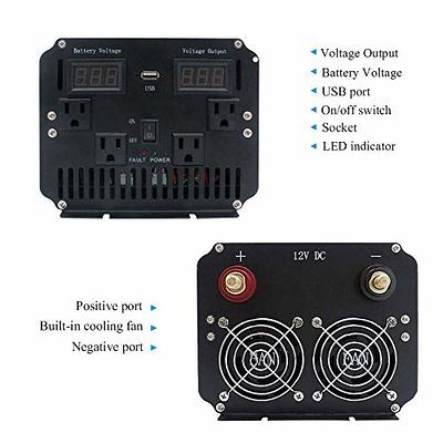 24V Pure Sine Wave Power Inverter 3000 Watt Approved by ETL converts DC 24V  to AC 120V with Dual AC Outlets with Remote Control 2.4A USB and LED
