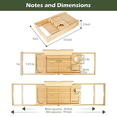 Monsuri Bath Caddy Tray for Tub: Bamboo Bathtub Tray Caddy Expandable with Wine Glass Holder and Book Stand. Luxury Bubble Bath Accessor