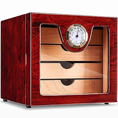 Xifei Cigar Humidor Box W/ Hygrometer Humidifier Portable Smoking  Accessories Glass Window Cigarette Cedar Wood Case For Cohiba