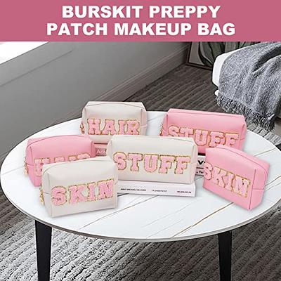 6 Pcs Preppy Patch Cute Makeup Bags Toiletry Bags Skincare Bag Chenille  Letter Nylon Bag Organizer for Purse Small Zipper Cosmetic Makeup Pouch  Preppy