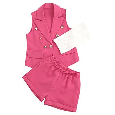 Buy Toddler Baby Girl Summer Clothes, 2pcs Floral Tank Vest Solid Shorts  Baby Girls Outfits Set (Pink, 5-6X) at