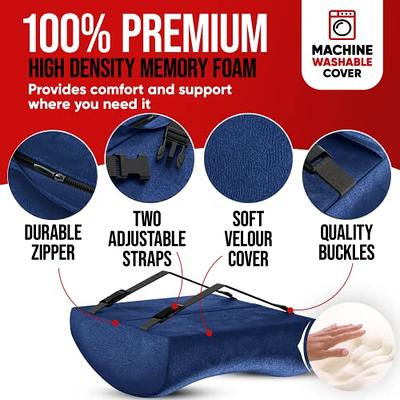 Adjustable Strap Lumbar Back Cushion: Back Support Pillow Memory Foam Car  Office Chair (Blue Cushion)