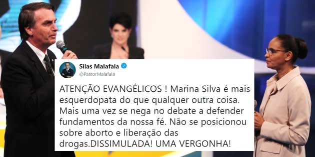Bolsonaro e Marina protagonizaram momento mais tenso do debate da RedeTV!.
