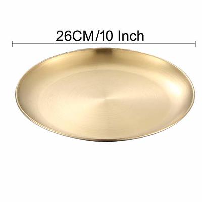 Stainless Steel Plates 2 Set Round Dinner Dishes Metal Plates Great for  Picnic,Outdoor Camping Plate,Shatterproof