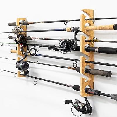 Fishing Rod/Pole Rack Holder Storage Hooks Hanger Organzier Wall or Ceiling  Mounted Holds up to 10 Rods Metal Racks Vertically Horizontally for Garage