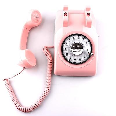 Retro Landline Telephone, Sentno 1960's Vintage Corded Dial Phone Classic  Old Fashion Telephones Wired Desk Telephone for Office and Home (White)