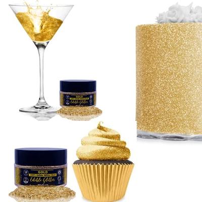 MONGASQUE Gold Luster Dust Edible Glitter for Drinks & Desserts