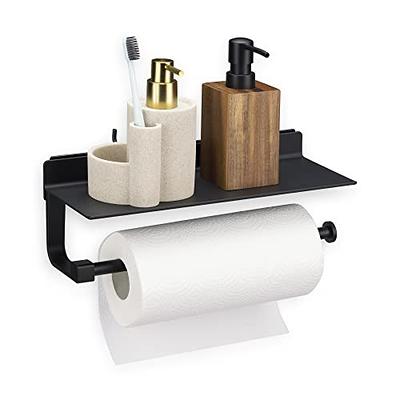 Amucolo Bathroom Freestanding Toilet Paper Roll Holder in Black