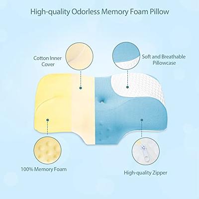 Entil Cervical Memory Foam Pillow, for Side Back Stomach Sleeper, White  Washable Cover