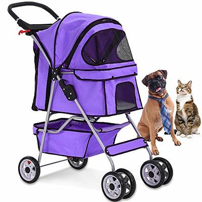 LUCKYERMORE 3 In 1 Pet Stroller Foldable Carrier Travel Cart Dog Cat Cup  Holder